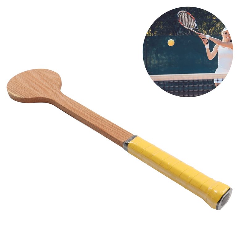 Cryfokt Wooden Tennis Spoon Sticking Practice Tennis Racket Accurately Tennis Pointer Improve with Storage Bag for Sports Swing Practice Training Aid(55cm)