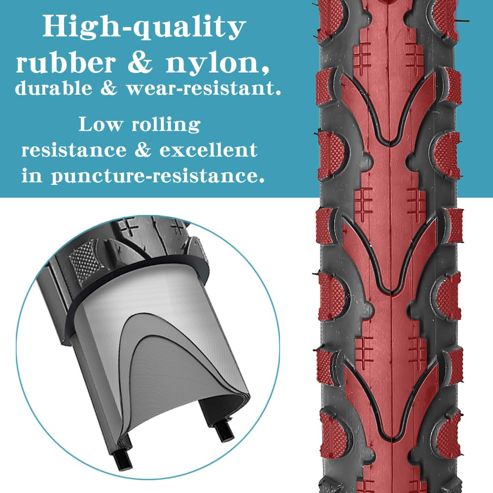 SIMEIQI Pair of 26"x1.75" Bike Tires with or Without Inner Tubes of 26“x1.75”/2.125“ Replacement Tire for Hybrid City Road Commuter Bicycles Urban