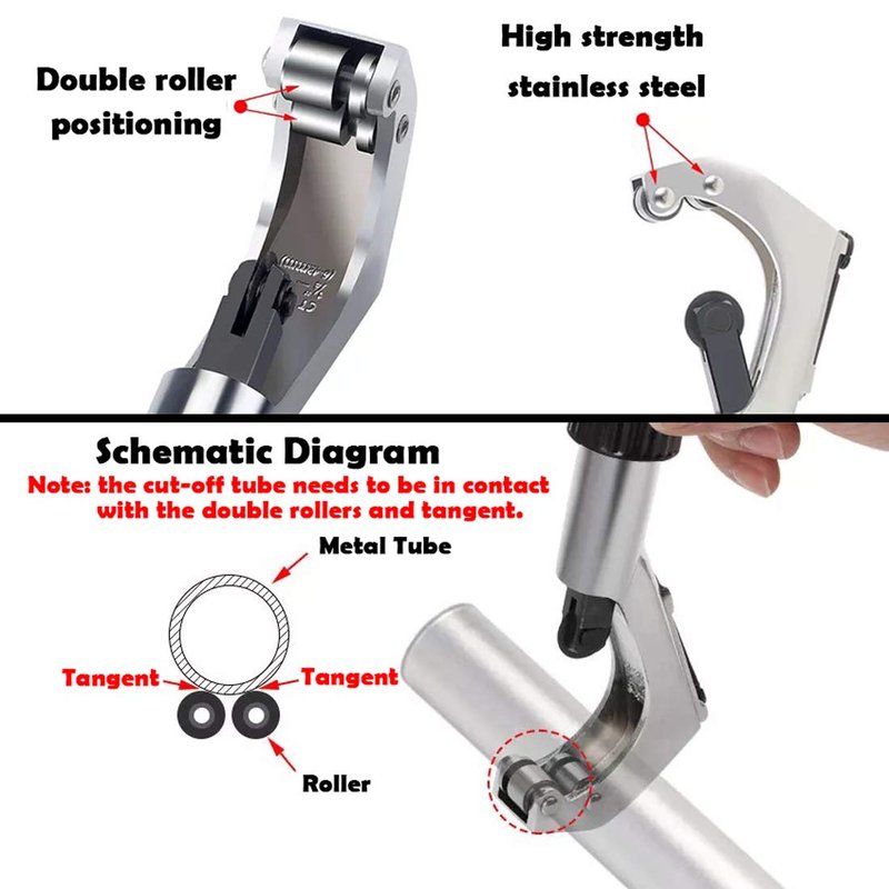 Farbetter Bicycle Tube Cutter, Mountain Bike Front Tube Cutting Tool, Bike Front Head Fork Handlebar Tube, Seat Post Cutter, 6-42mm/ 4-30mm Open Caliber with a Spare Blade (Silver)
