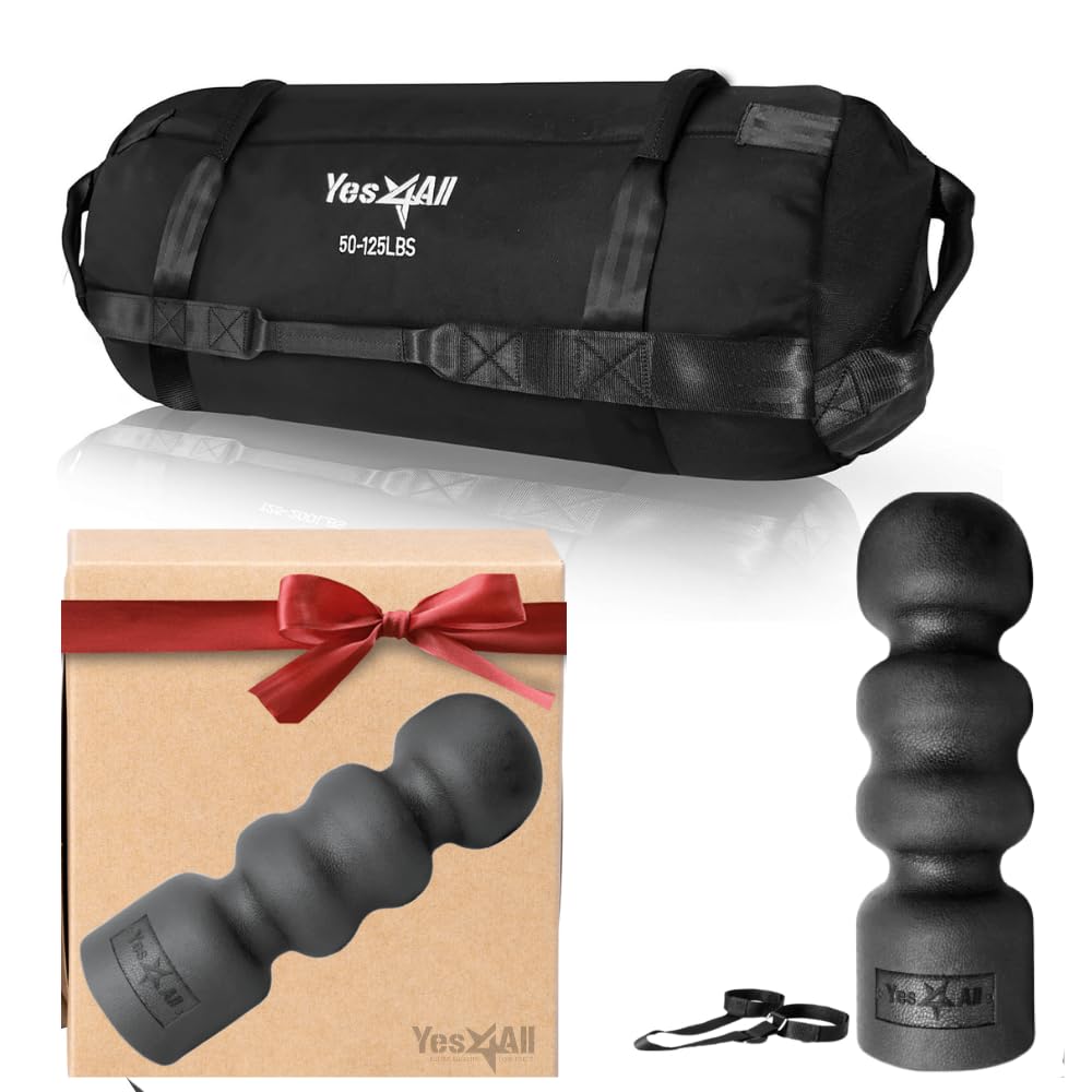 Yes4All Ultimate Sandbags for Working Out - Black L + New Epp Wave Foam Roller Black 300g (Bonus Present)