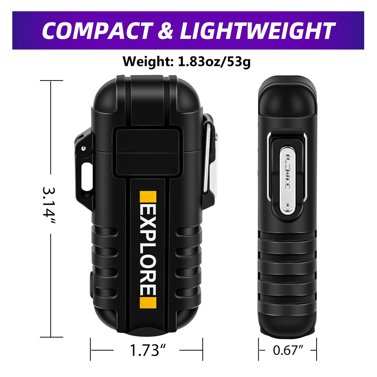 LcFun Arc Lighter Waterproof Electric Lighter USB Type C Rechargeable Lighter Dual Arc Plasma Lighter Flameless Windproof Lighter with Flashlight for Camping, Hiking, Outdoor Survival, Tactical Gear