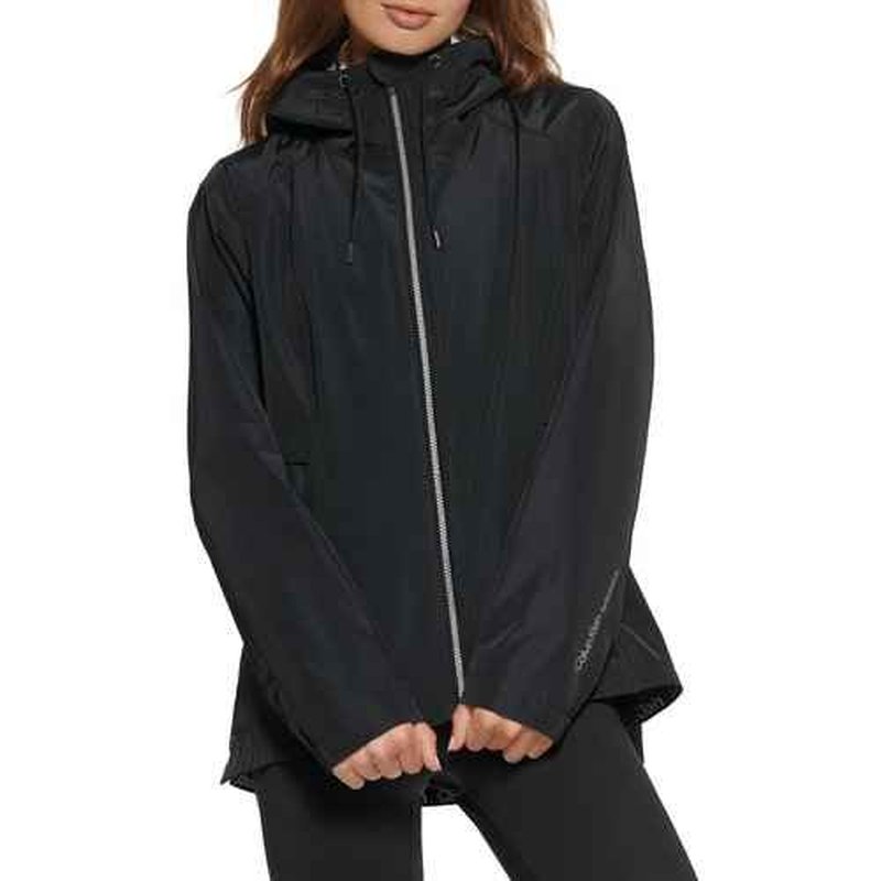 Calvin Klein Performance Women's Hooded Windbreaker, Black, X-Small