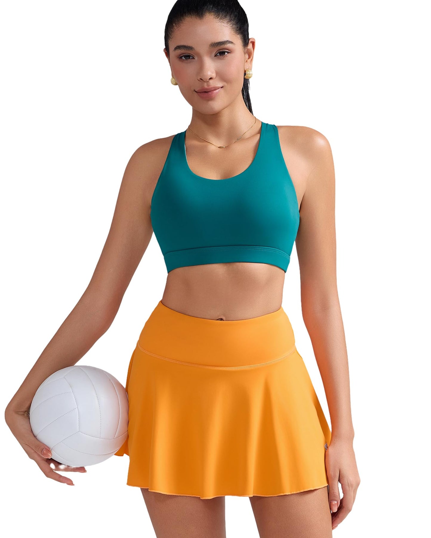 RUNNING GIRL Sports Bra for Women, Criss-Cross Back Padded Strappy Sports Bras Medium Support Yoga Bra with Removable Cups(2353 Teal_M)