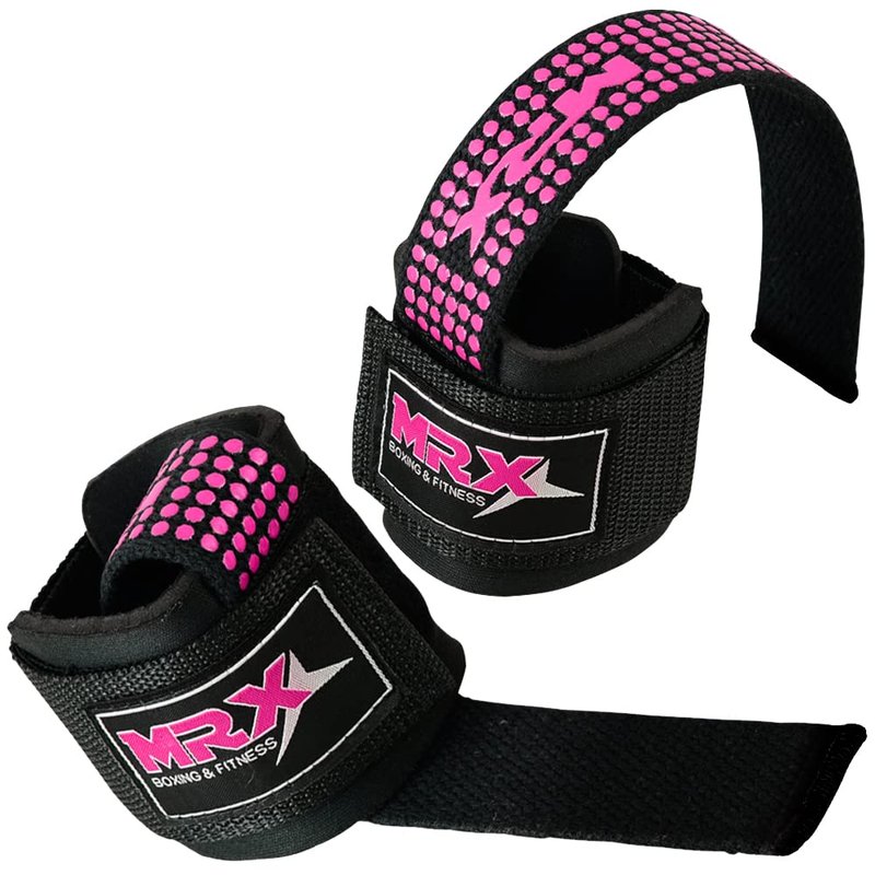 MRX Lifting Strap for Weightlifting Deadlift Straps for Powerlifting with Wrist Wrap Support for Strength Training Bodybuilding Wrist Straps for Weight Lifting|Black/Pink