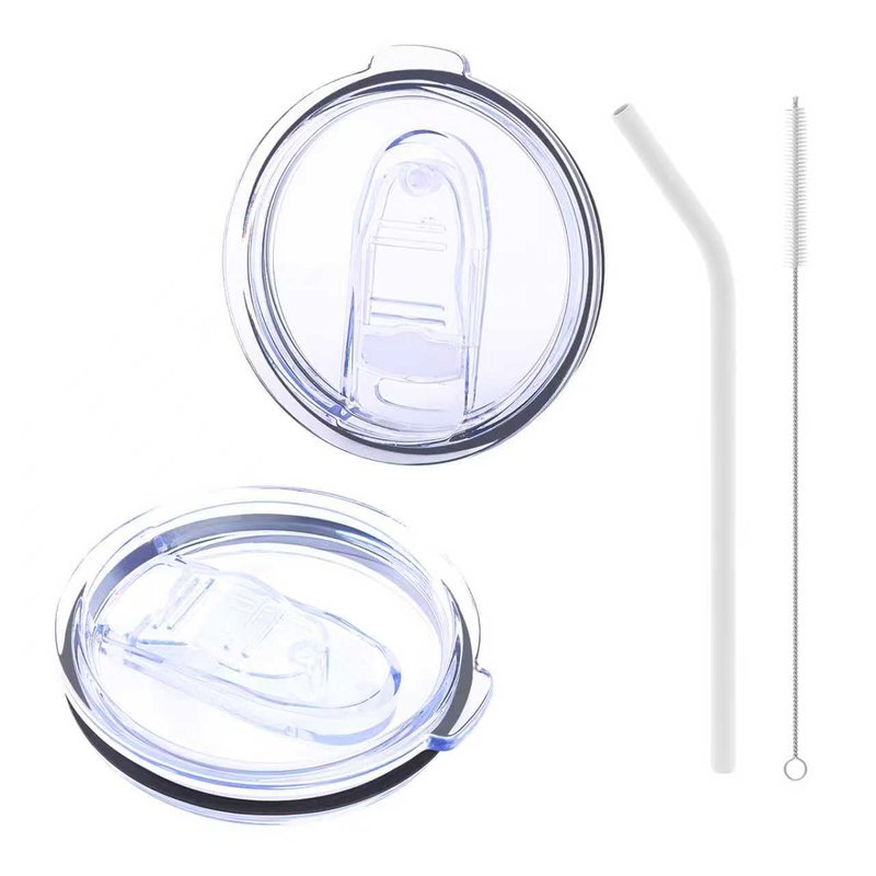 12 oz Press-in replacement lid - Compatible with swig12，18，22 oz Tumbler lid. Pack of 2.(Included 1 straws and 1 Straw brush)