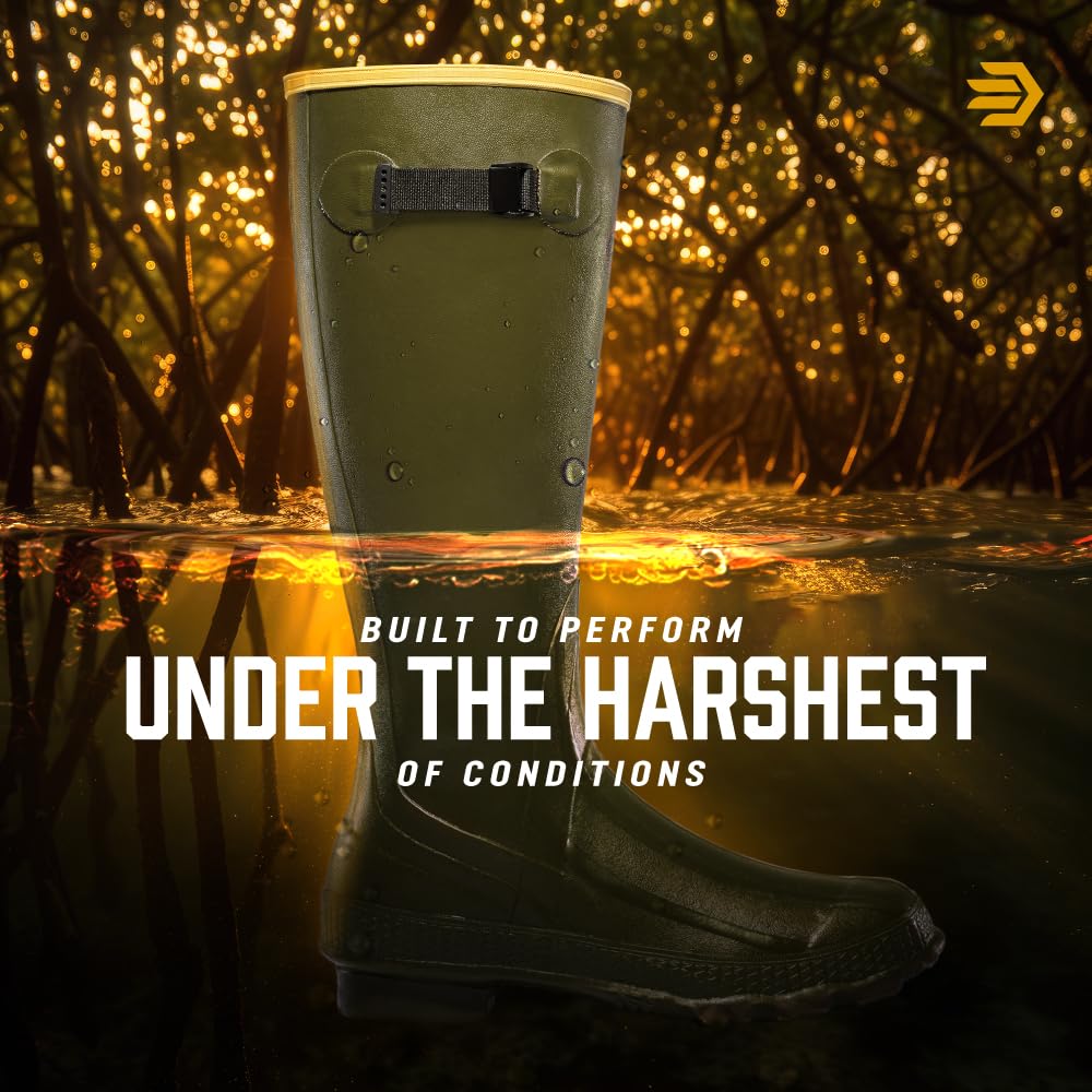 LaCrosse Men's Grange 18" Waterproof Hunting Boots for Men - Heel-Locking Ankle Fit & Adjustable Strap, Abrasion & Tear-Resistant Rain Boots, Reinforced Toe & Heel, Hunting Gear - Od Green - 6