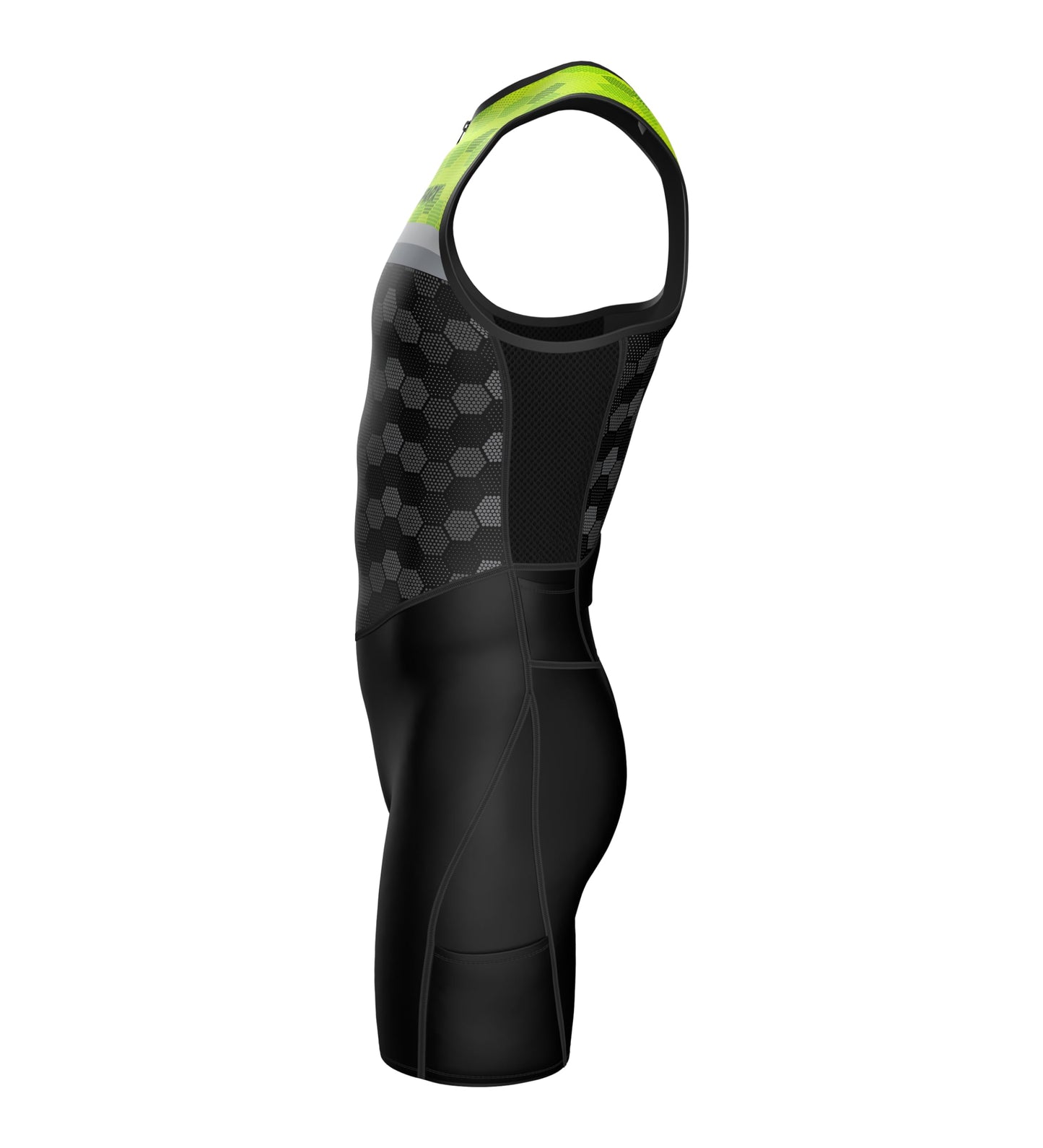 Sparx Men's Premium Triathlon Suit – Padded, Quick-Dry, Compression Fit, Lightweight Tri Suit for Swim, Bike, Run Race & Training (Neon Hexagon, 3XL)