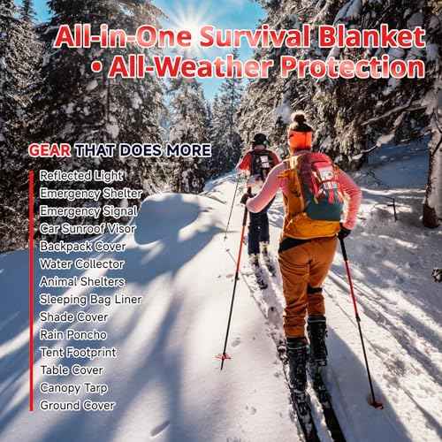 SecuCaptain Survival Emergency Thermal Blankets: Extra Large 84¡± x63¡± Space Mylar Blanket Kit for Outdoor Cold Winter Camping Hiking Car Bug Out Bag or First Aid - 10 Pack