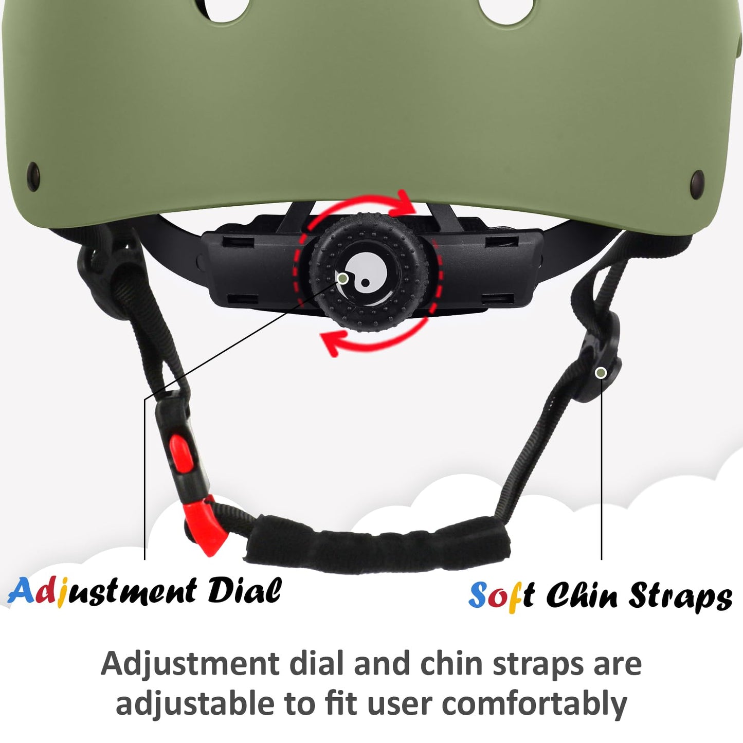 Kids Bike Helmet, 3 Sizes from Toddler to Youth, Olive, Medium