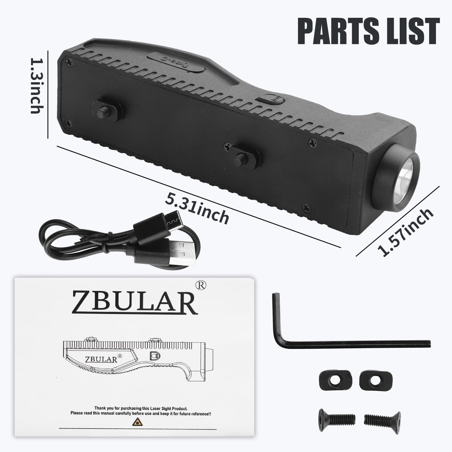 ZBULAR 1450 Lumens Weapon Light, Tactical Flashlight for Rifle,MLOK Mount Weapon Light with Compatible with M-Lok Rail