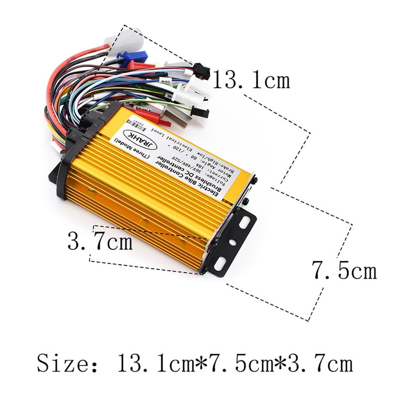 JRAHK 36V/48V/52V 400W Ebike Controller, 18A Current 3-Mode Motor Controller for Electric Bikes/Scooters - Aluminum Alloy, Golden (Brand New)