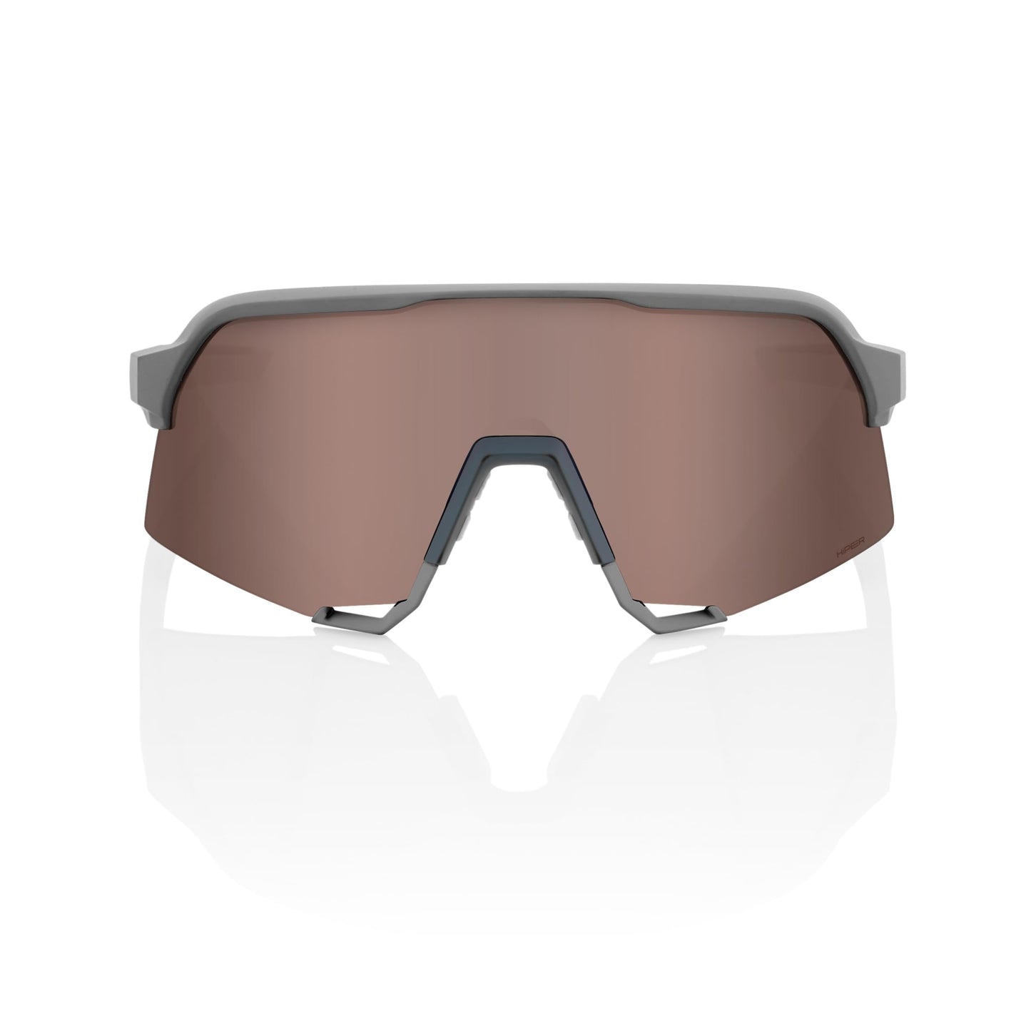 100% S3 Sport Performance Cycling Sunglasses (Soft Tact Stone Grey - HiPER Crimson Silver Mirror Lens)