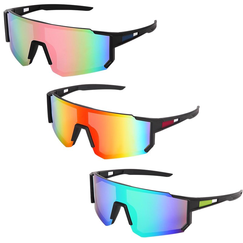 ZYFOFFICE Cycling Glasses Mens Women Mirrored Sports Goggles for MTB Road Bike Hiking Baseball UV400 Protection (3 PacK)