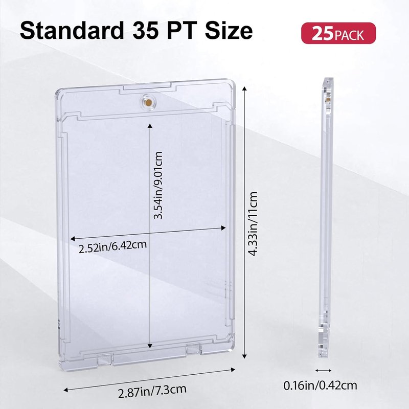 Magnetic Trading Card Holders - 25ct 35pt U-V Protection Display Cases | Hard Plastic Protectors