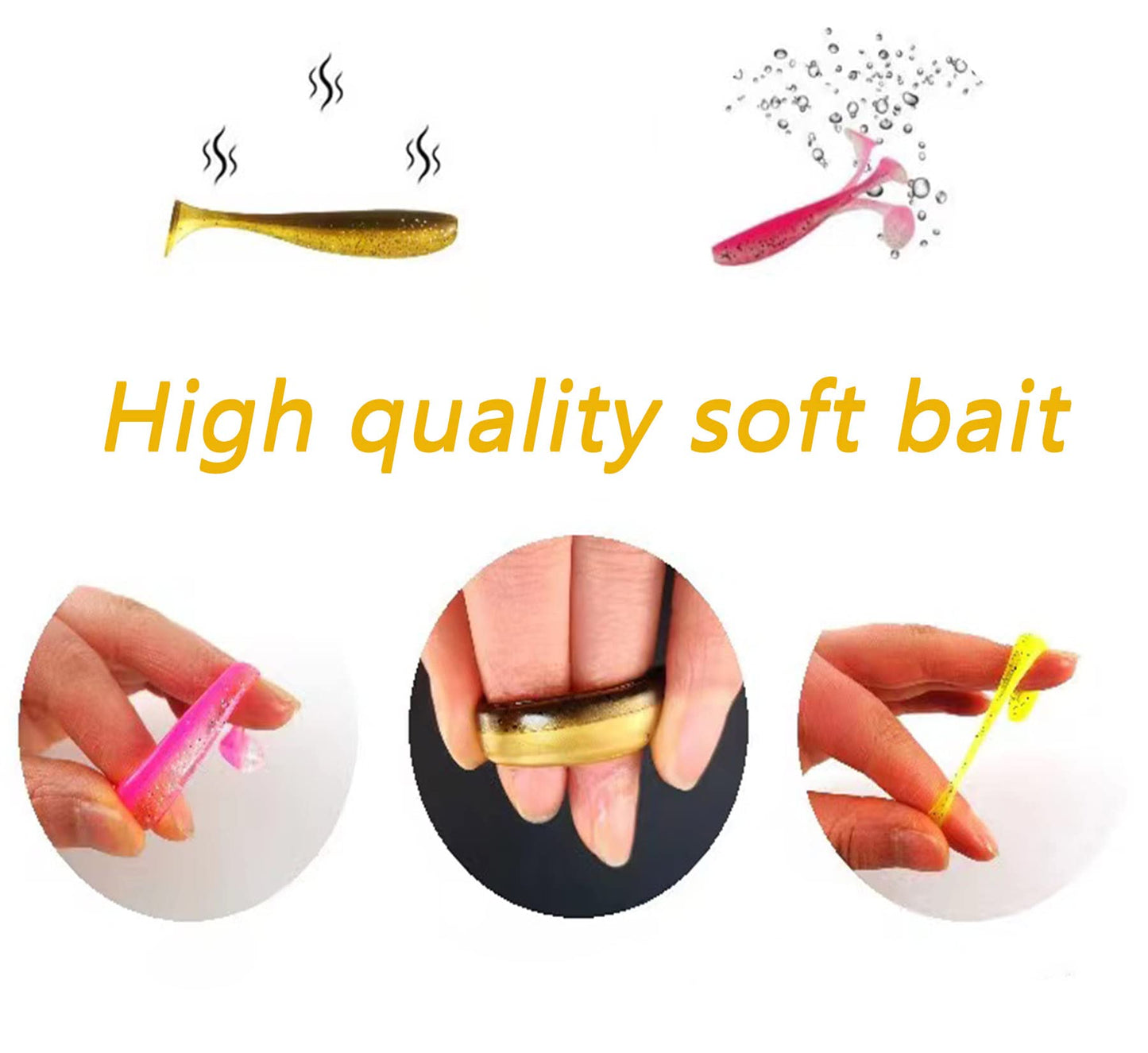 100 Pcs Fishing Soft Bait Swimbaits Lures Soft Plastic Fishing Lures Swim Baits Bass Lures (C)