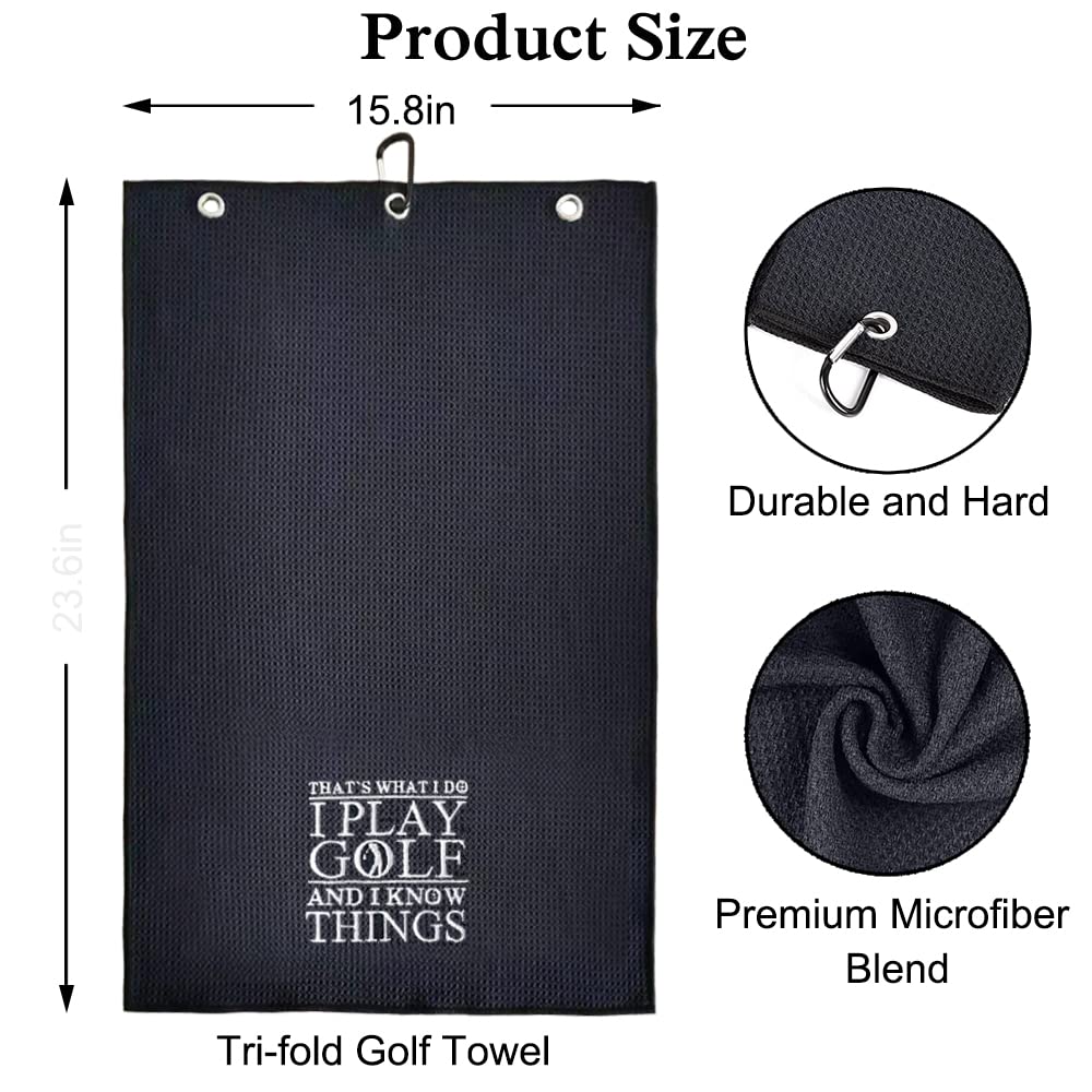 DYJYBMY That's What I Do I Play Golf Towel With Clip, Embroidered Sports Towel for Golfer, Funny Golf Accessories for Men, Father's Day Birthday Retirement Gifts for Husband Dad Grandpa Uncle Coworker