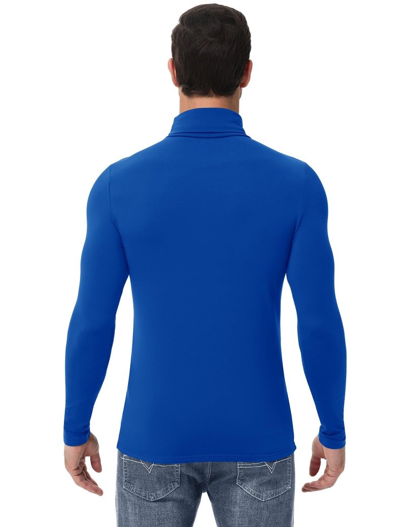 Poriff Men's Turtlenecks Long Sleeve Shirts Fleece Thermal Base Layer Tops Lightweight Fall Undershirt (Blue L)
