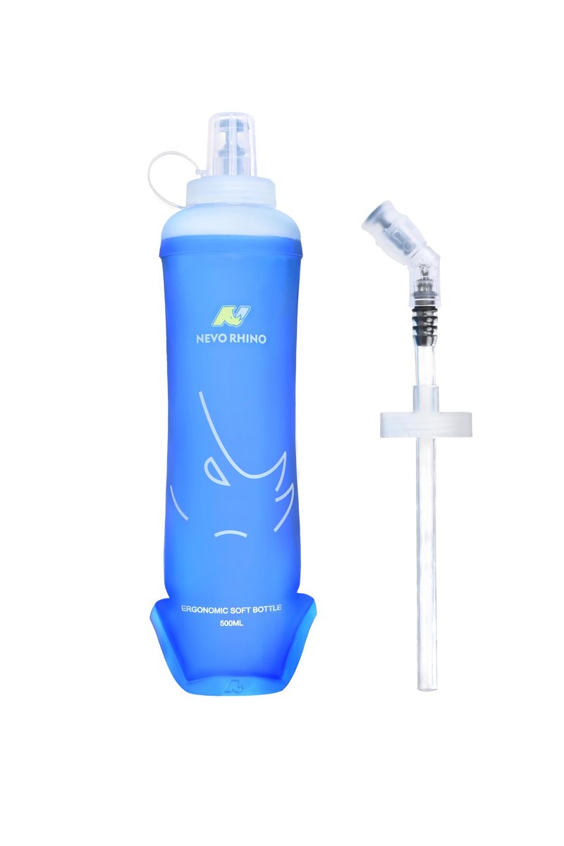 N NEVO RHINO 350ml/500ml TPU Soft Flask with Straw for Hydration Vest Pack Collapsible Water Bottle for Running Trail Hiking Cycling Marathon Camping
