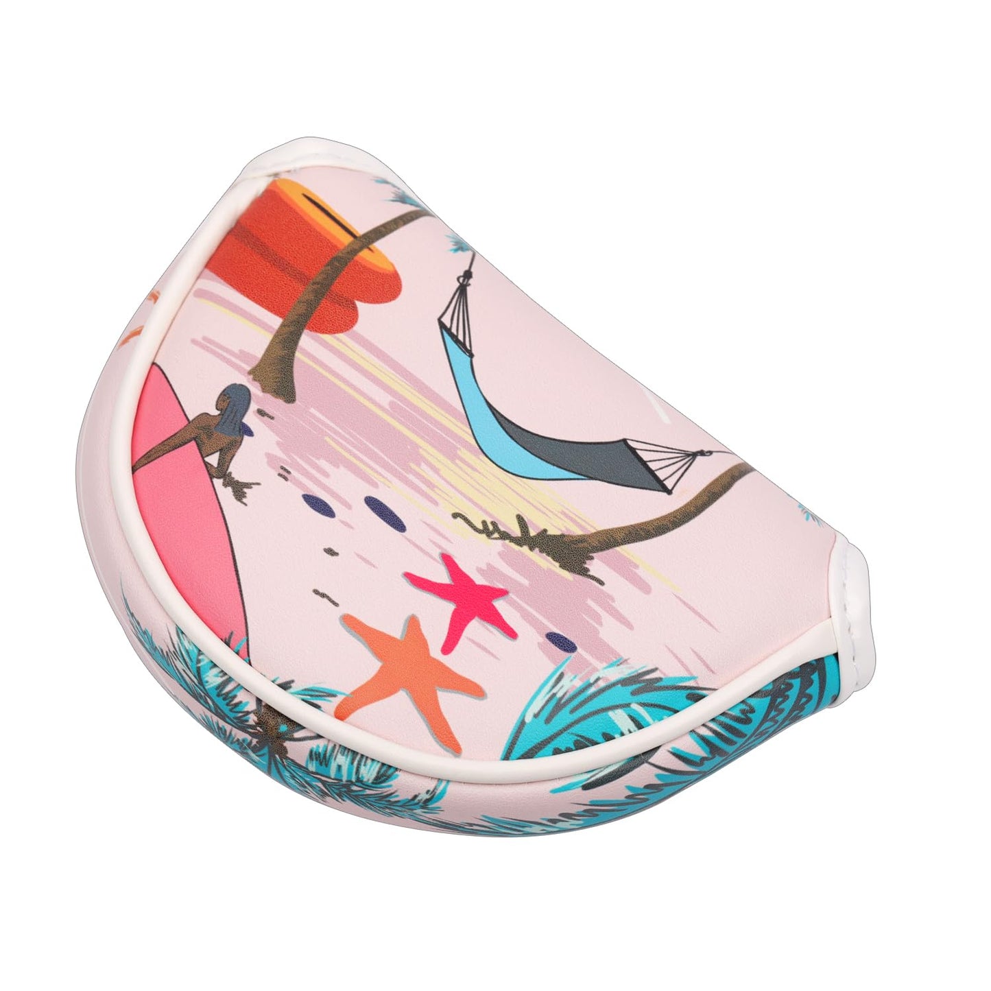 SHABIER Mid-Mallet Headcover with Pink Aloha Tropical Hawaii Surf Beach Design