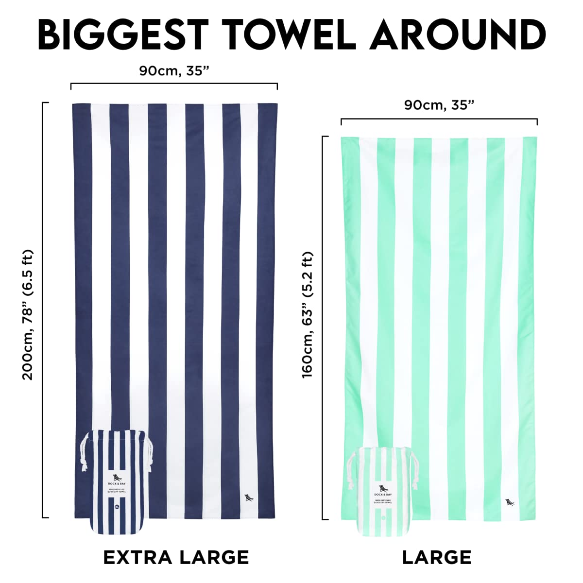 Dock & Bay Customized Beach Towel - Quick Dry, Sand Free - Compact, Lightweight - 100% Recycled - Includes Bag - Cabana Light - Lombok Lilac - Large