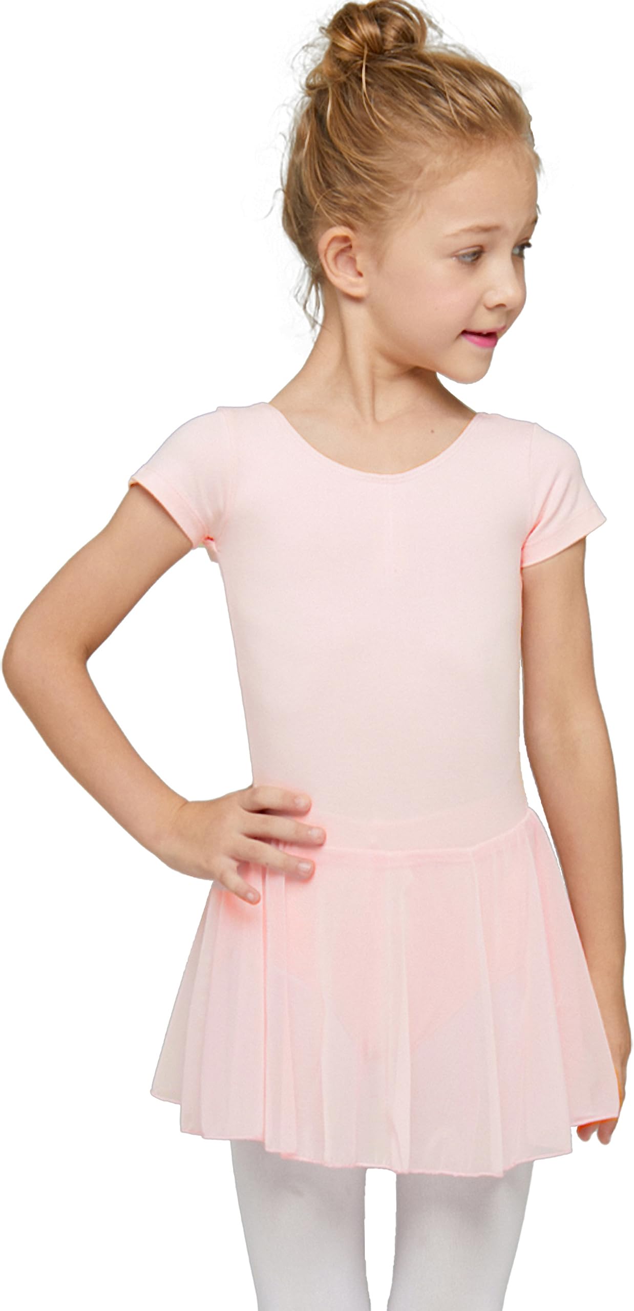MdnMd Ballet Leotards for Girls Toddler Dance Leotards with Tutu Skirt Outfit Dress Tights (Ballet Pink, Age 4-6 / 4t,5t)