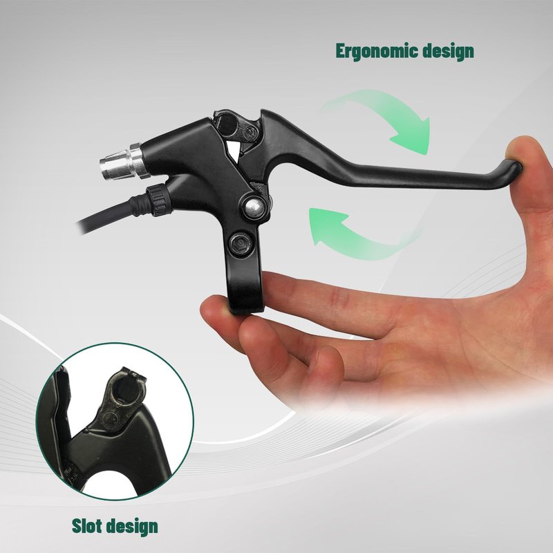 Yulatik 1 Pair 2 Wires Bike Brake Levers, 5.6 FT Durable Left & Right E Bike Bicycle Electric Brake Lever Accessories for 22.5mm Handlebar Mountain Bike, Road Bike