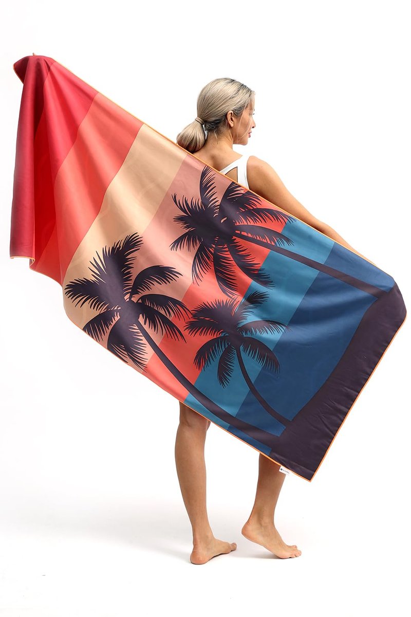 Eunzel 2 Pack Microfiber Beach Towel, Quick Dry Travel Towel Large Sand Free Towel for Beach, Camping, Swim Pool, Gym, Sports& Yoga 71"x32", Retro Tropics/Tropical Sunset