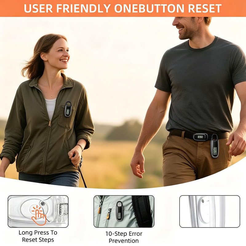 Simple Step Counter Walking 3D Pedometer with Clip & Lanyard, Step Counter with LCD Display, Clip and Lanyard (White)