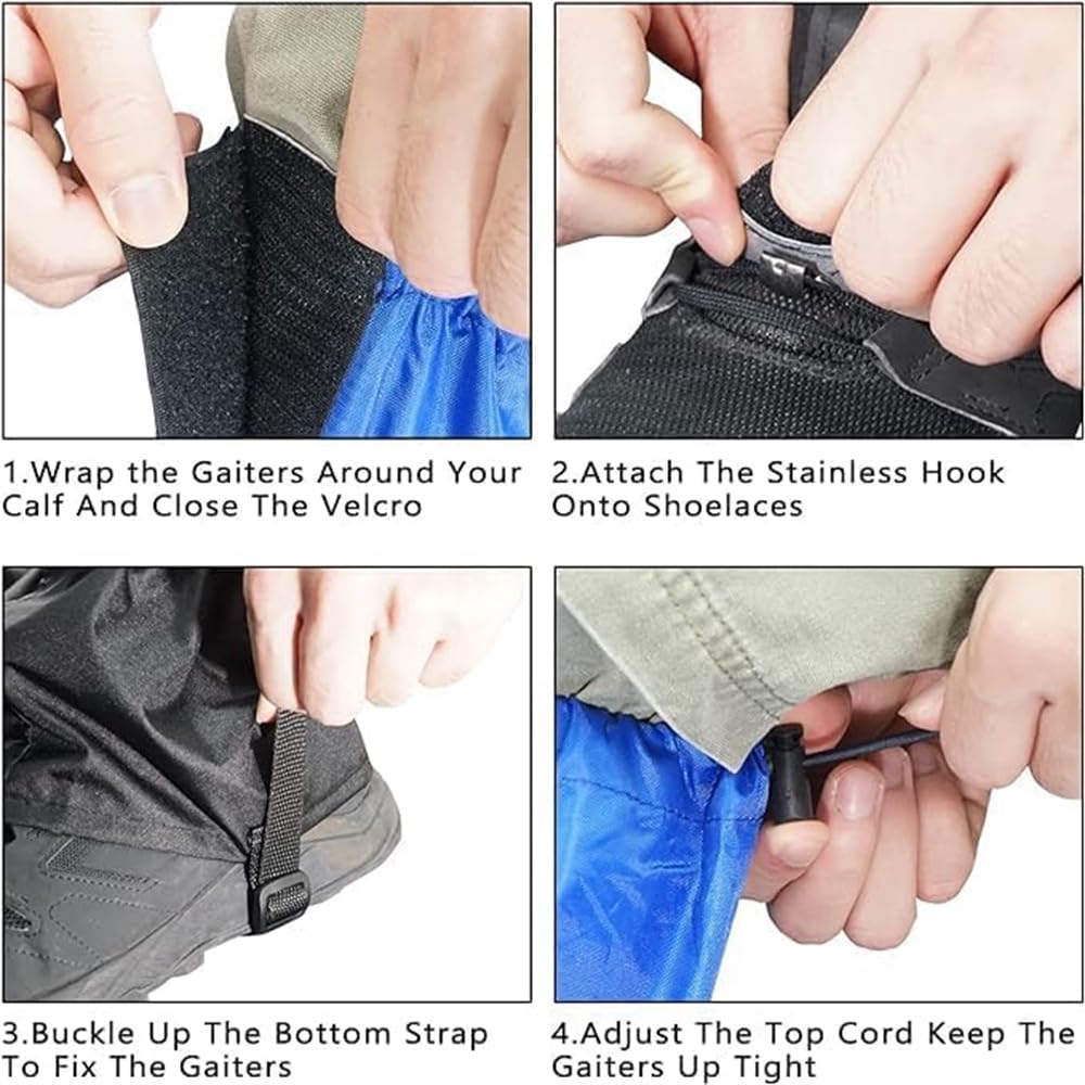 UNIQOCK Gaiters for Hiking – Waterproof and Breathable Leg Gaiters for Women and Men Boots, Adjustable Lightweight Shoes Gaiters for Hunting, Hiking, Mountaineering, Snow Gaiters for Hiking Boots
