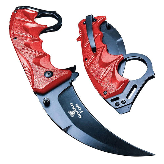 Snake Eye Tactical Everyday Carry Spring Assist Style Folding Pocket Knife EDC (Red)