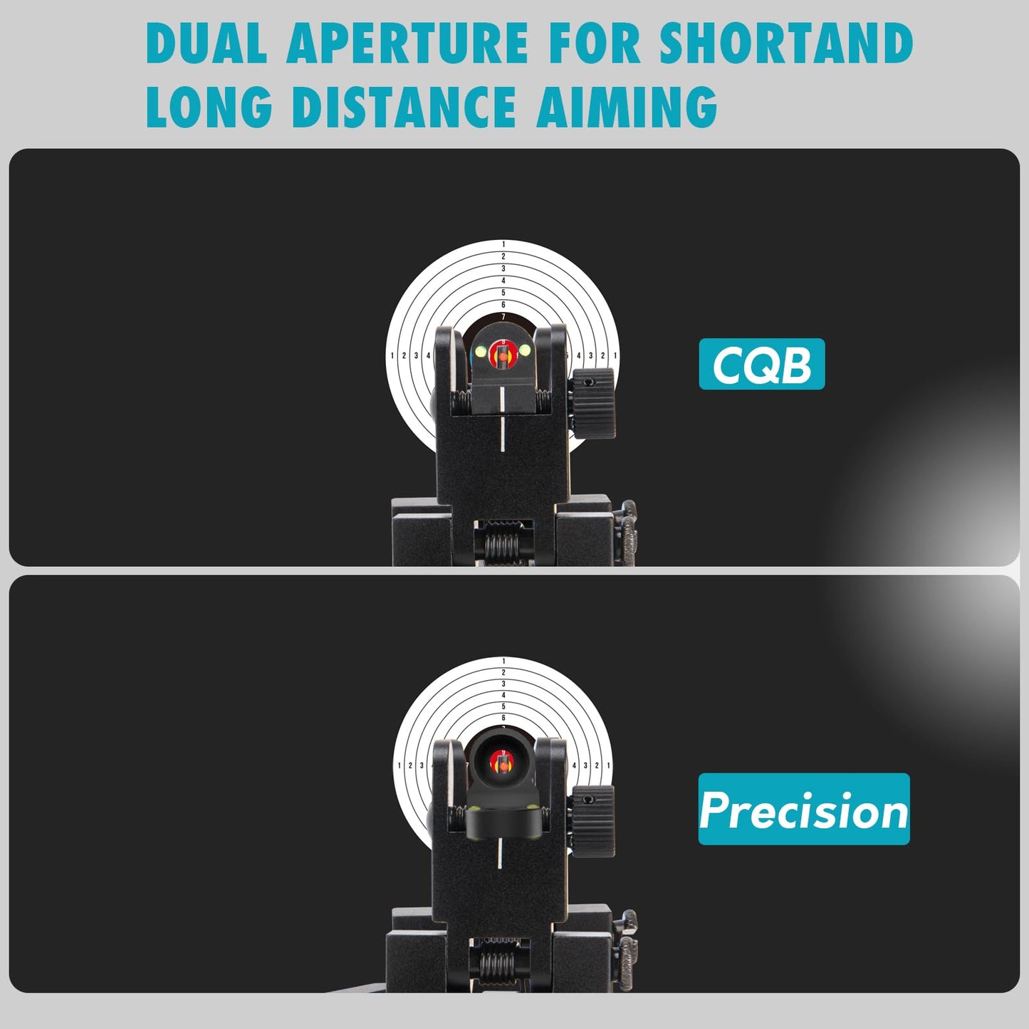 45 Degree Offset Iron Sights, Canted Iron Sights with Red and Green Dots, Flip Up Front Rear Sites Adjustable Front Sight Rapid Transition for Picatinny and Weaver Rails