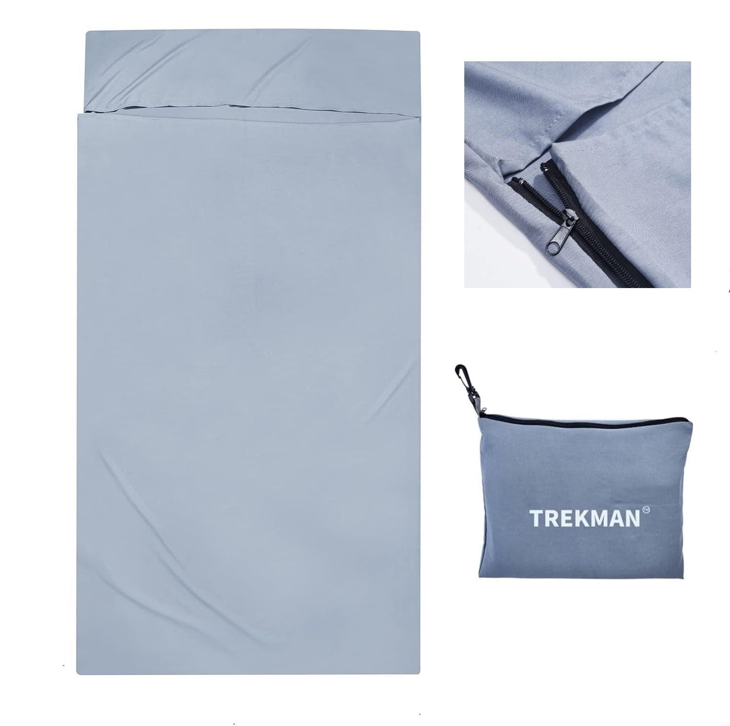 TREKMAN Sleeping Bag Liner for Adults Teens - ‎Extra Wide 87" x 45", Single Ultralight Hotel Sleeping Sack & Traveling Sheets for Camping, Backpacking - Lightweight Comfortable Sleep Liners