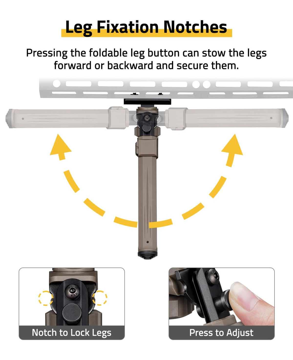 CVLIFE Bipod Compatible with M-Rail Bipods for Rifles Sturdy Portable Height Adjustable Rifle Bipod for Hunting Shooting Outdoors (Flat Dark Earth, 7.8-10.6")