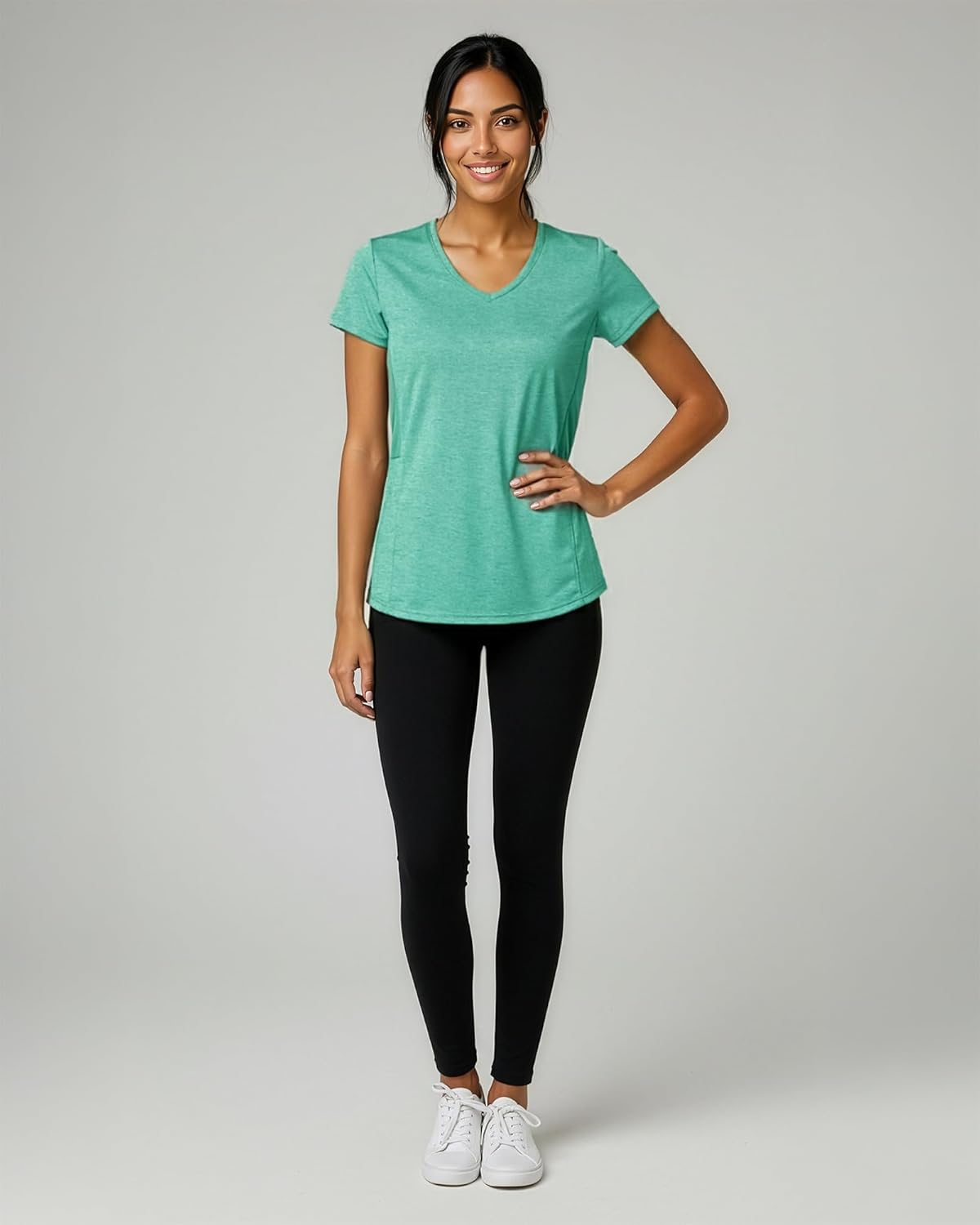 Women's Dry-Fit V-Neck T-Shirt - 5 Pack Workout & Yoga Tops | Plus Size Available