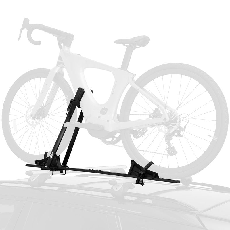 Rider Pro Roof Bike Rack, Foldable Aluminum Upright Bicycle Rack with Anti-Theft Lock for Cars SUVs, Adjustable Roof Mount Bike Carrier 32 lbs Capacity Fits 20''-27'' Bikes Max Tire Width 2.3"