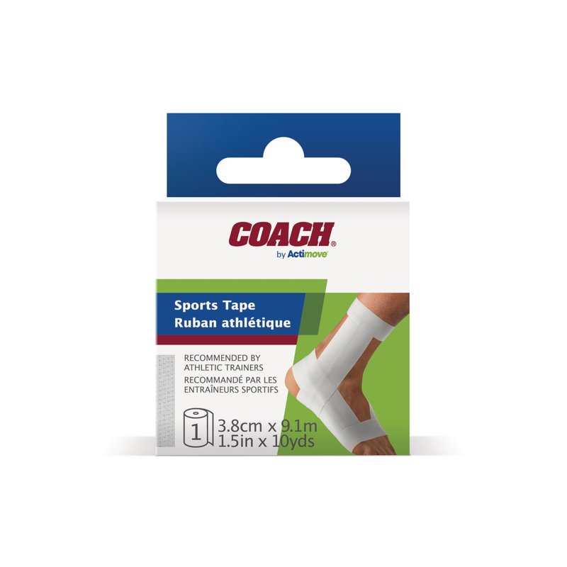 Coach by Actimove Athletic Tape, Sprains and Injuries Protection, Breathable, Hand-tearble, Sports Tape, Multi-Sport use, 1.5 in x 10 yd, 1 Roll