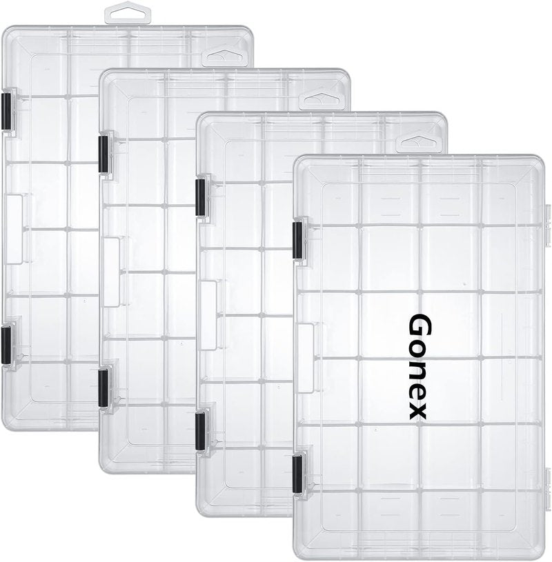 Fishing Tackle Box Organizer - 3600/3700 Adjustable Dividers - Clear Plastic Storage for Lures, Hooks, Jewelry | 3 or 4 Packs