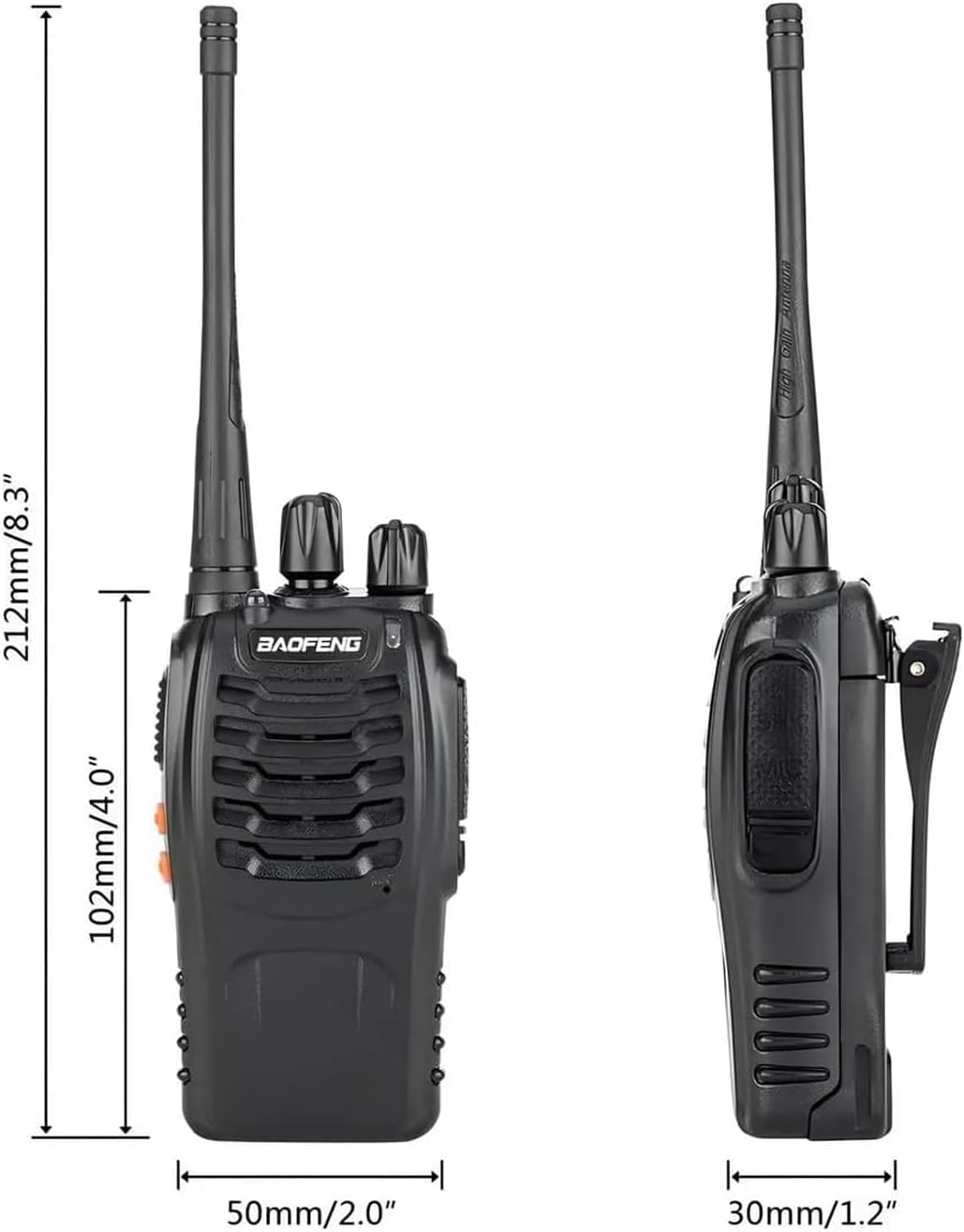 BAOFENG Walkie Talkies - Long Range 16 Channel Two Way Radios with Earpieces | Rechargeable Handheld 6 Pack