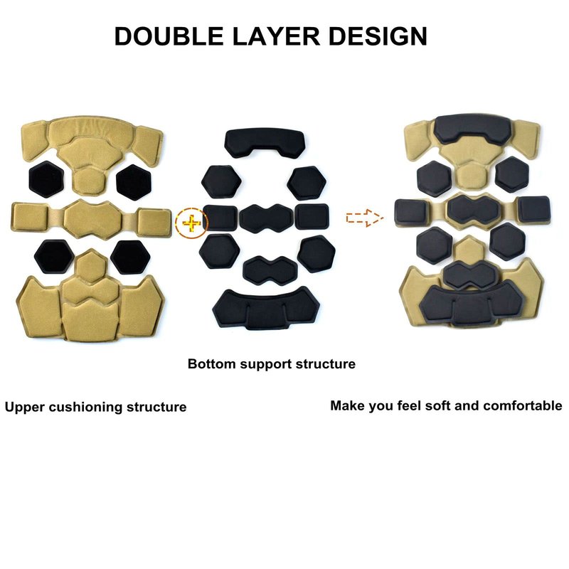 Tactical Fast Helmet Pads Set Military Memory Foam Pad Protective Mat Airsoft Helmet Padding Kit, Universal Replacement Motorcycle Tactical Cushions Mats (Tan)
