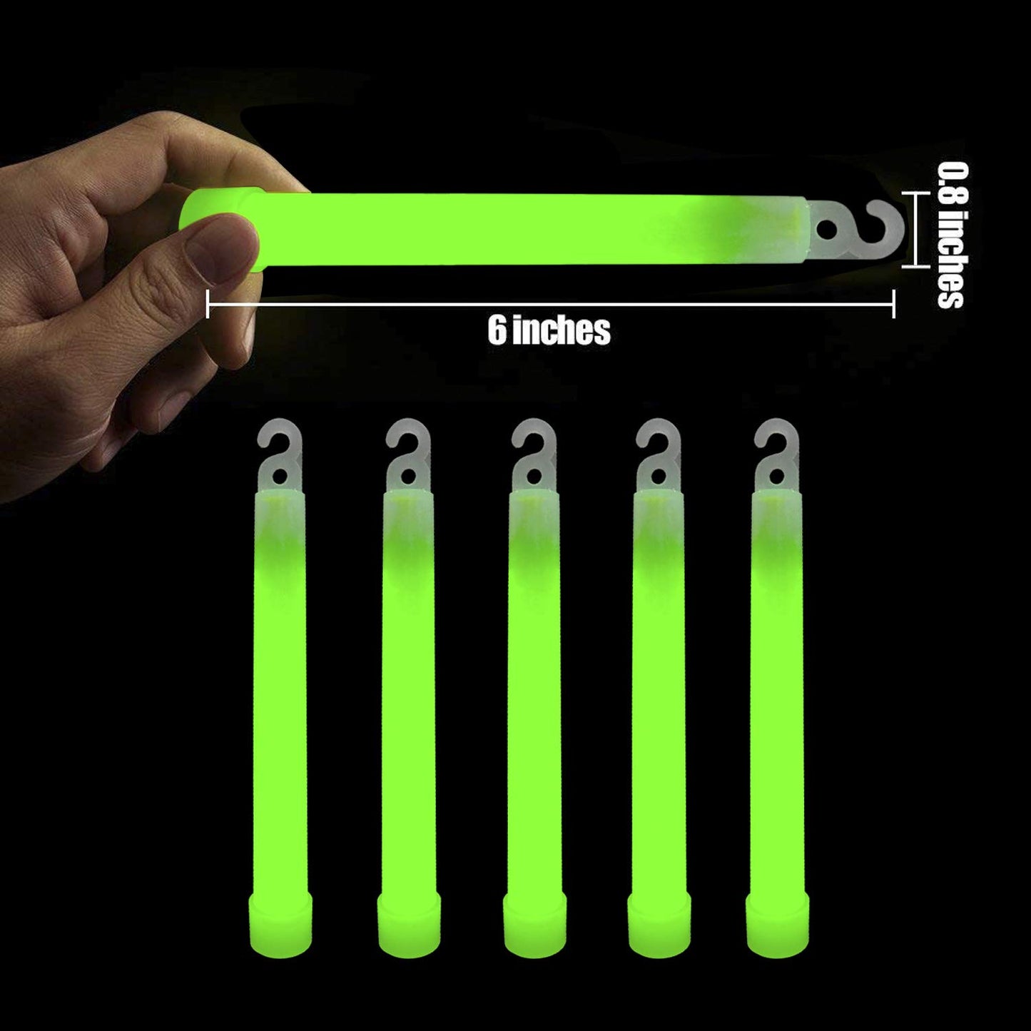 12 Industrial Grade Glow Sticks/ 6 inches Ultra Bright Light Sticks Emergency Light Sticks for Camping Accessories, Hurricane Supplies,Earthquake, Survival Kit and More - Lasts Over 12 Hours (Green)