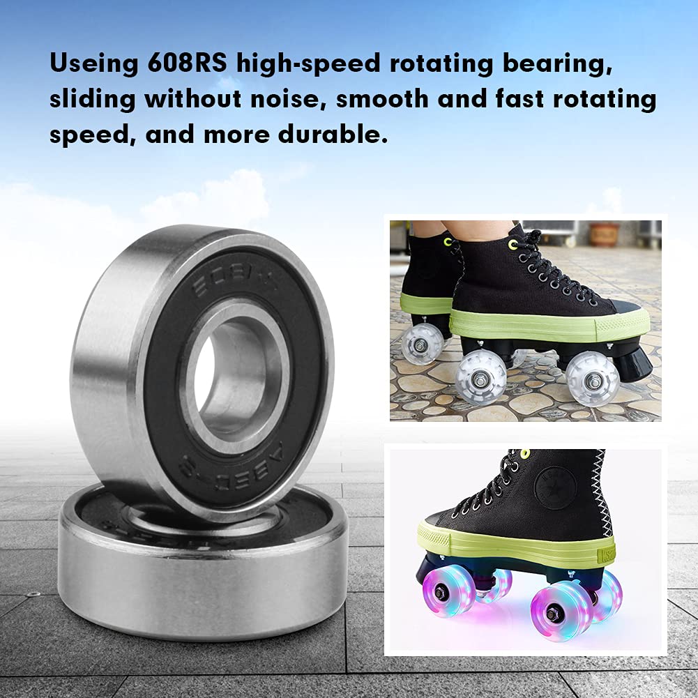 8 Pack 82A Motion-Activated Glow Skate Wheels with Bearings (54x32mm) – No Batteries Needed for Double Row Skates & Skateboards – Indoor/Outdoor PU Wheels