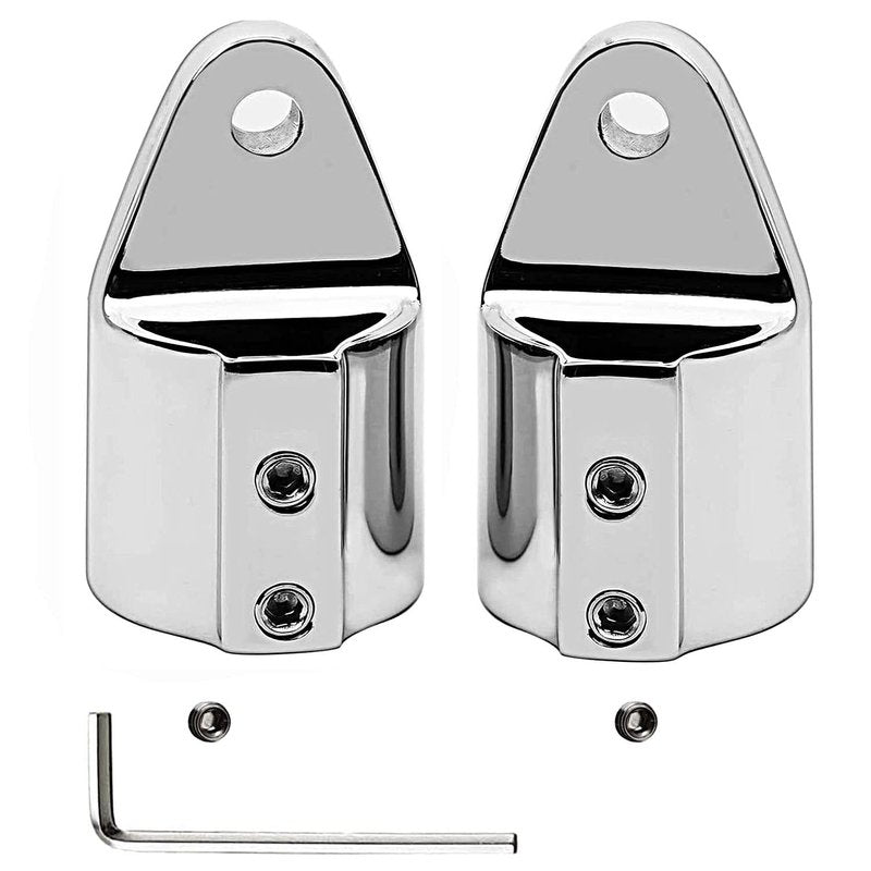 Marine Pair 316SS Heavy Duty Bimini Top Cap External Eye End Boat Fittings with Two Screws Hardware Fits 7/8" or 1" OD Round Tube (1" (25MM) 2PC)