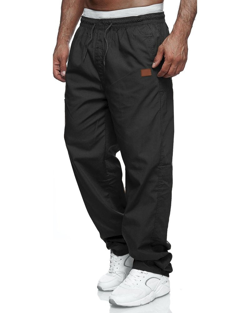 Mens Casual Jogger Pants Relaxed Fit Cargo Pants Drawstring Sweatpants Hiking Outdoor Twill Sport Pants Black 4XL