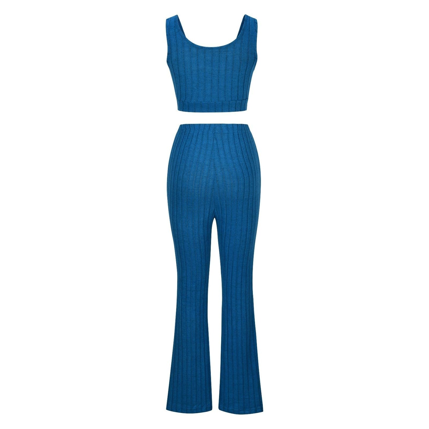 YAFINMO Orders Placed by Me Recently Workout Outfit for Women 2 Piece Set Ribbed Strap Sleeveless Tank Top Flare Leggings Pants Athletic Tracksuit My Orders Blue