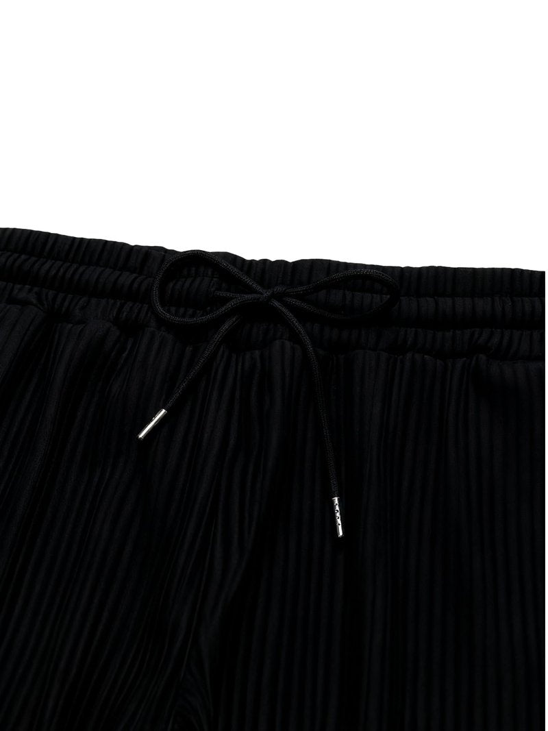 Quskc Men's Baggy Sweatpants Straight Leg Open Bottom Corduroy Pants Casual Drawstring Waist Joggers with Pockets Black