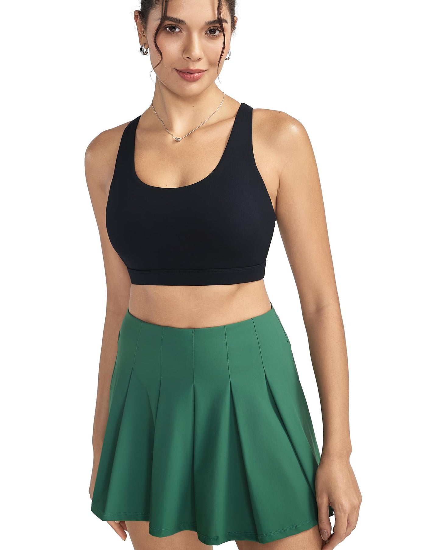RUNNING GIRL Sports Bra for Women, Criss-Cross Back Padded Strappy Sports Bras Medium Support Yoga Bra with Removable Cups B-Black