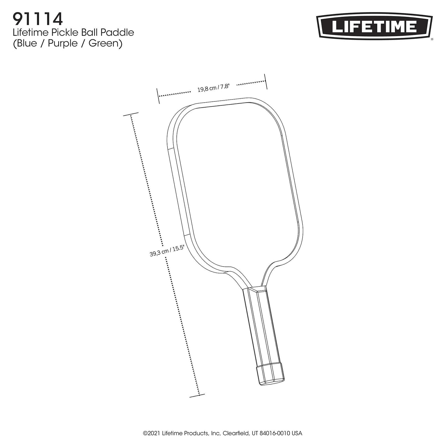 Lifetime Pickleball Paddle with Graphite Surface, Honeycomb Core, Comfort Grip & Protective Cover, Single Paddle
