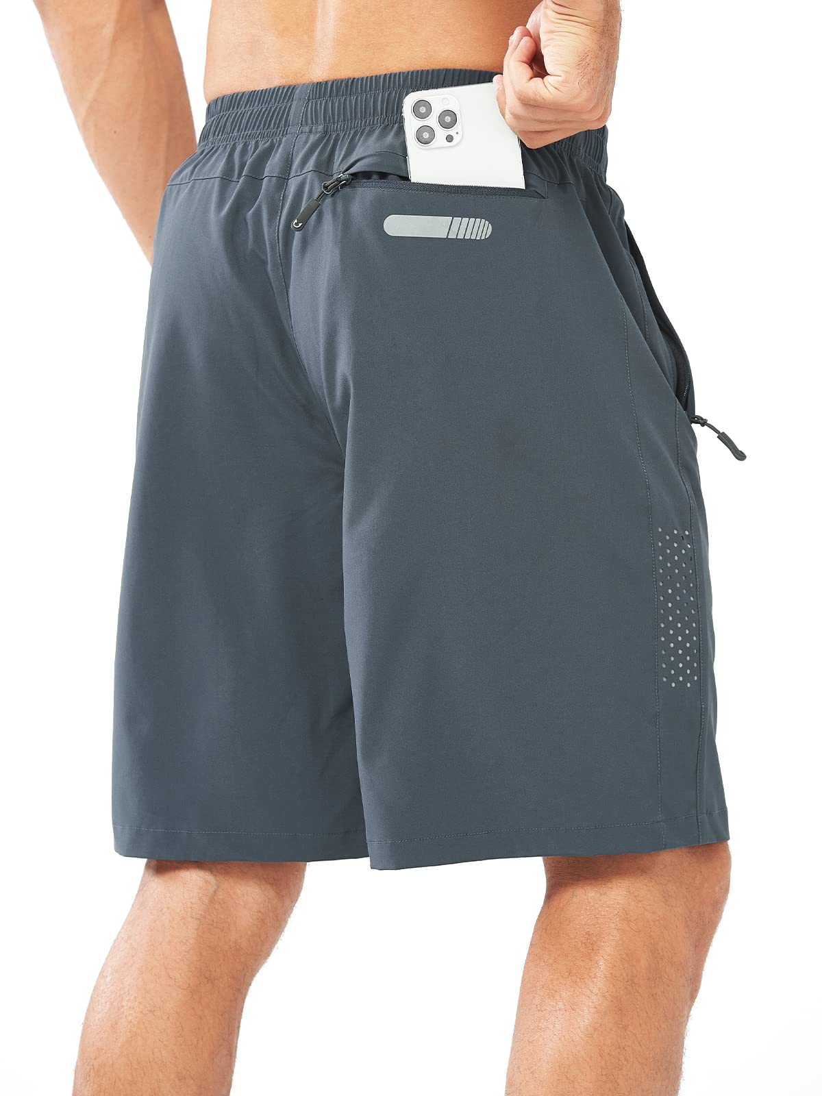 NORTHYARD Men's Athletic Running Shorts Gym Workout 7"/9"/5" Quick Dry Lightweight Sports Basketball Tennis 3 Zipper Pockets COOLGREY-9inch L