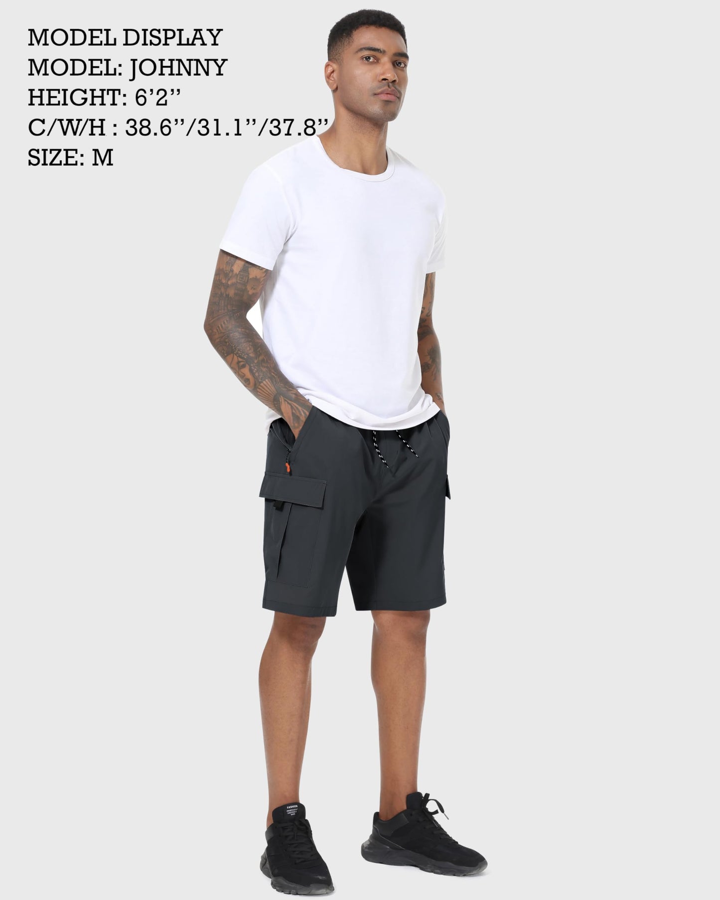 Men's Cargo Shorts Quick Dry Lightweight Stretch Hiking Shorts for Men with 5 Pockets No Lining Dark Grey