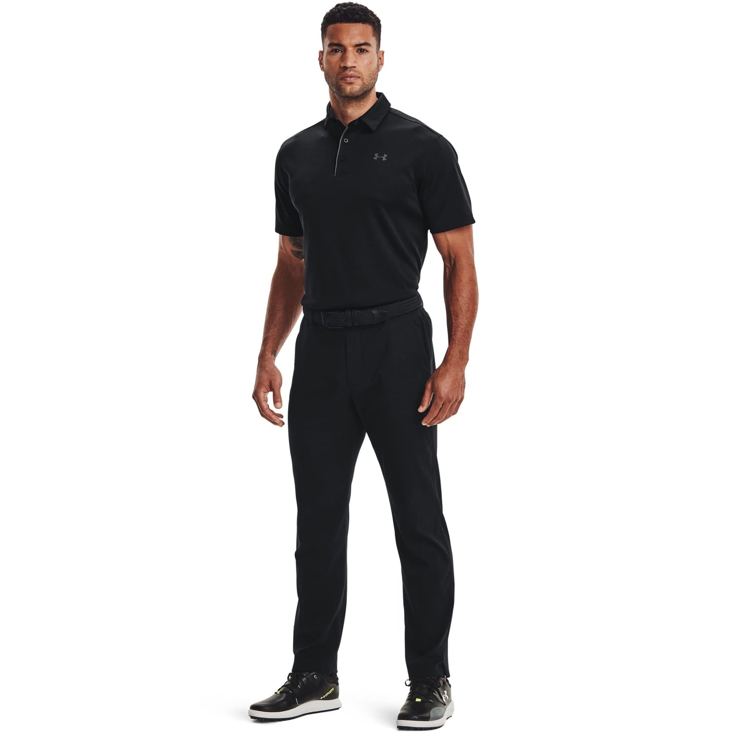 Under Armour Men's Tech Golf Polo, Black (001)/Graphite, 4X-Large Tall